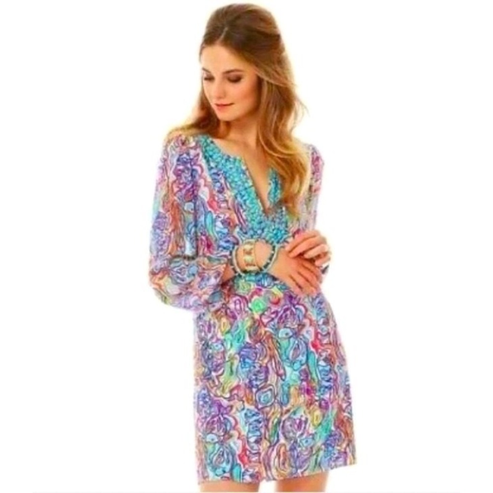 Lilly Pulitzer Saemus What A Catch Beaded Silk Dress